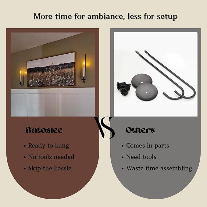 Wall Candle Holder Set of 2, Stylish Black Metal Wall Mount Candle Sconces, Modern Wall Decoration for Living Room, Farmhouse, Fireplace, and Weddings