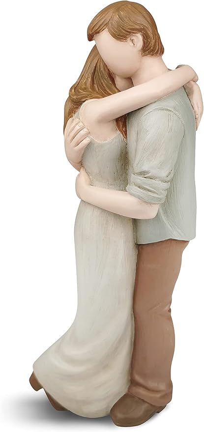 Romantic Hug Couple Happy Wedding Anniversary Sculpted Hand-Painted Figurine Gifts for Her Him, in Loving Moments Statue Gift for Engagement Valentine's Day Birthday