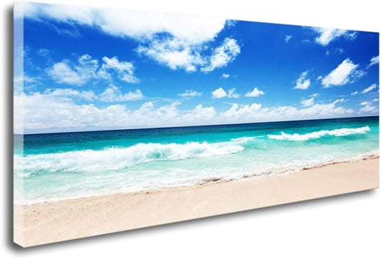 XXMWallArt FC1475 Canvas Prints Wall Art Seychelles Beach Ocean Waves Nature Seascape Picture Artwork Prints Framed Ready to Hang for Home Office Bedroom Living Room Bathroom Kitchen Wall Decor