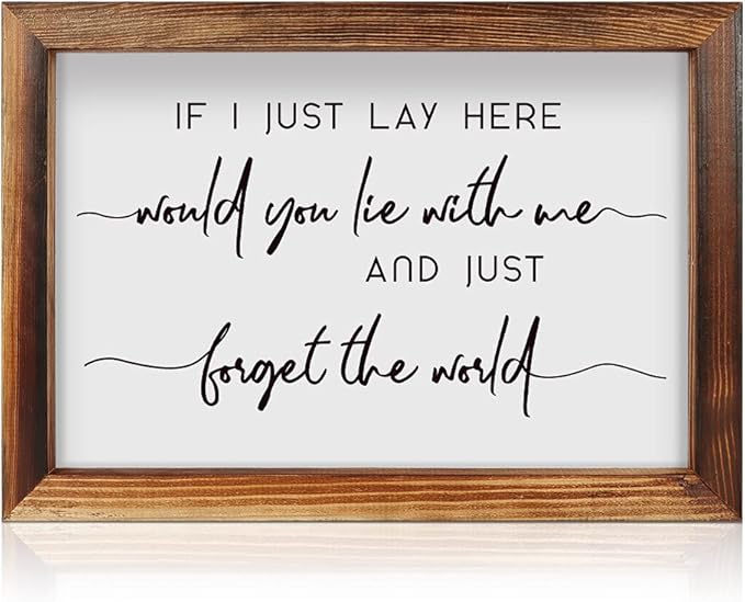 CHDITB If I Just Lay Here Framed Wood Sign Plaque(16"×11"), Wooden Wall Table Sign Home Decor with Inspirational Quotes, Minimalist Wall Art Sign for Bedroom Living Room Farmhouse Housewarming Gift