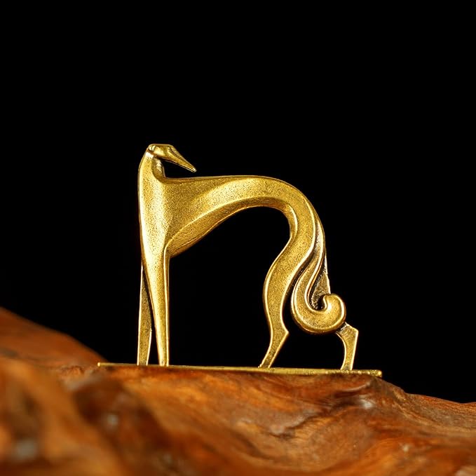 Retro Handcrafted Cubist Artistic Dog Sculpture - 100% Solid Brass Muscular line Front and Elegant Back Design | Collectible Modern Art Decoration | Finishing Touch for Home and Office Scenes