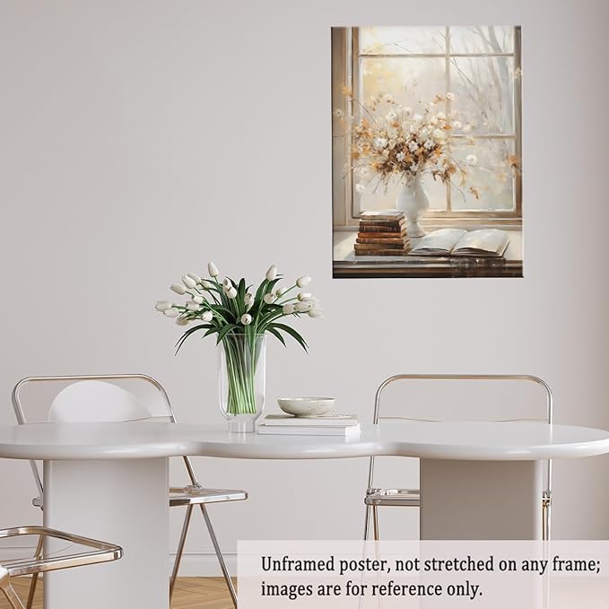 Fall Decor Canvas Print Posters Vintage Light Academia Wall Art Autumn Painting Cozy Fall Autumn Leaves Home Decor 24x36 Unframed