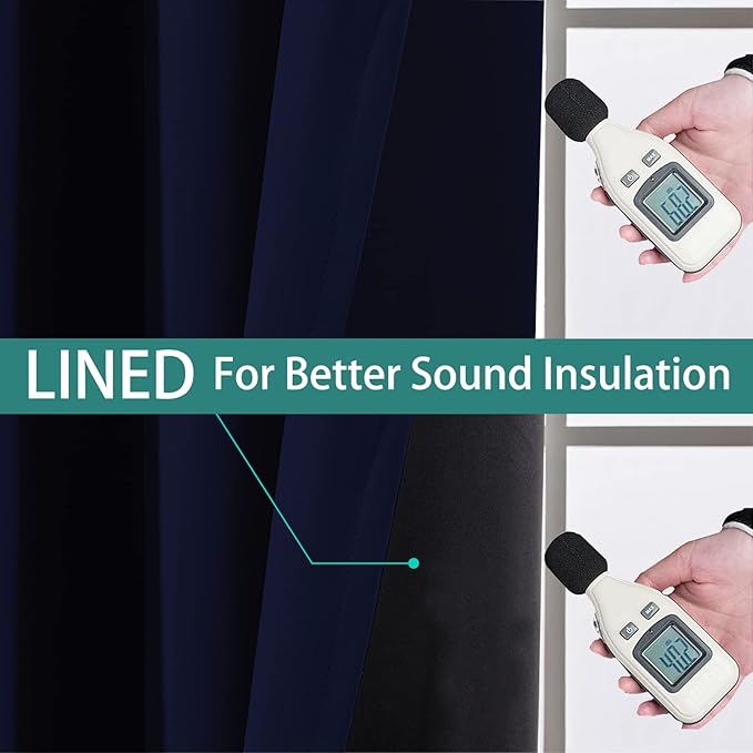 Yakamok 100% Blackout Extra Wide Thermal Insulated Curtains, Total Shade Patio Door Curtain, Full Light Shading Sliding Door Drape Room Divider for Living Room/Bedroom, Navy Blue, W100 x L108, 1 Panel