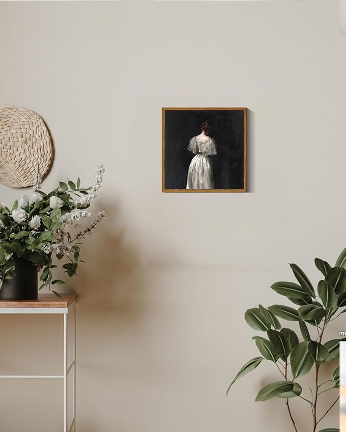 InSimSea Square Framed Canvas Wall Art, Seventeenth Century Lady Portrait Paintings, Classical Women Wall Pictures for Bedroom Bathroom, Canvas Prints Artwork, Vintage Home Decor 9"x9"