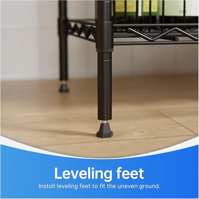 PayLessHere | 5-Tier Wire Shelf | 21"x11"x48" | Black | Adjustable Racks | Heavy-Duty Storage Shelves, Holds Upto 750 lbs | Rust-Resistant, No-Tool Assembly | for Home, Garage Shelving