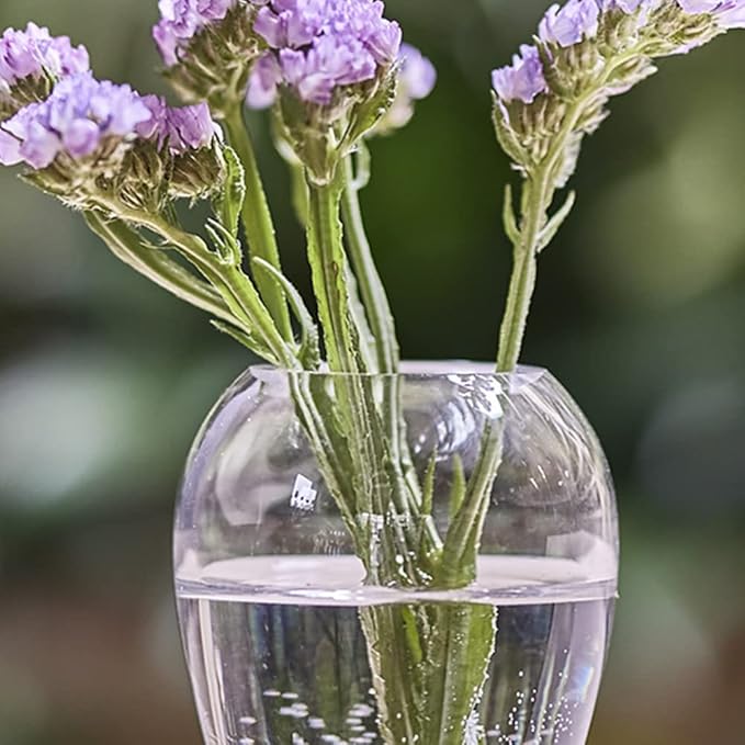 CHIVE ‘George’ Glass Bottle Flower Vases — Set of 6 — Small, Elegant Clear Glass Bud Vases — Bulk Pack for Home Decor & Table Centerpieces — Shape 1 (Oval, 4” Tall, 3” Wide)