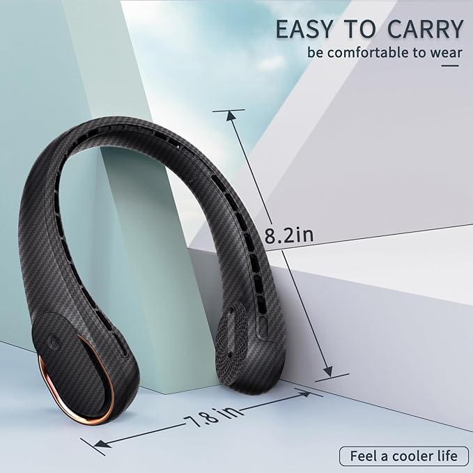 Neck Fan, Bladeless Neck Fan, 4000 mAh Rechargeable Personal Fan, 360° Hands Free Wearable Fan, 3 Speeds Adjustable,Faster Cooling, Ultra Quiet, Suitable for Home, Office, Travel, Sports