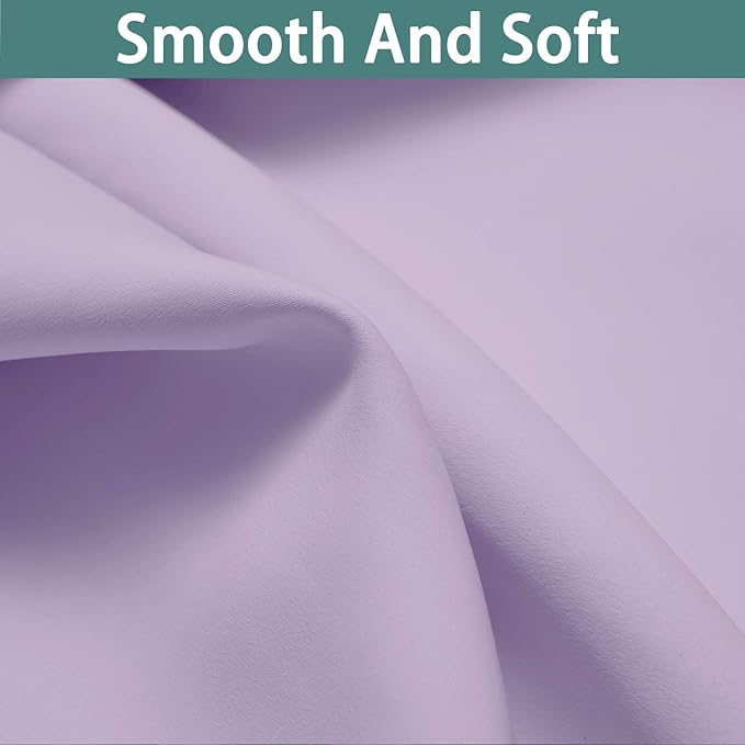 Yakamok 2 Thick Layers 100% Completely Blackout Window Curtains,Thermal Insulated Noise Reducing Drapes for Girl's Bedroom(62Wx63L, Lilac, 2 Panels)