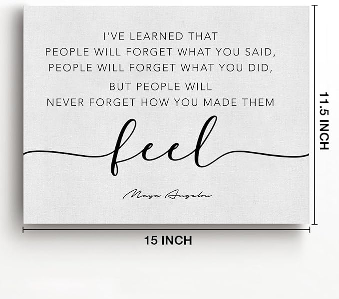 Inspirational Canvas Wall Art Motivational Quote I've Learned That People Will Never Forget How You Made Them Feel Canvas Prints Framed Painting Artwork Home Décor