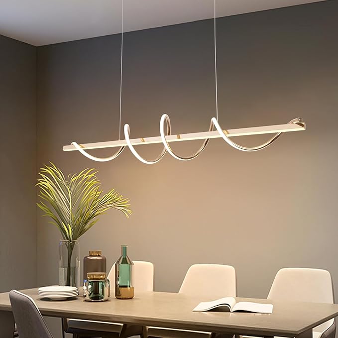 Modern Pendant Light - Gold Led Chandelier for Dining Room with Creative Snake-Shaped Twist - Electroplated Gold Led Kitchen Island Lighting Over Table