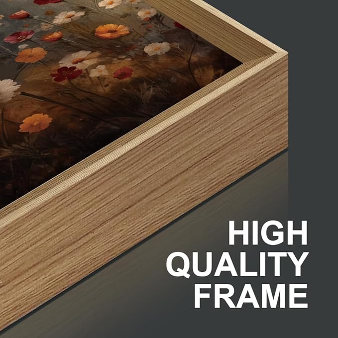 KAIRNE Vintage Wildflower Wall Art Set of 3, Boho Watercolor Botanical Framed Canvas Prints, Rustic Colorful Floral Decor for Living Room, Bedroom, Farmhouse 16x24 inch