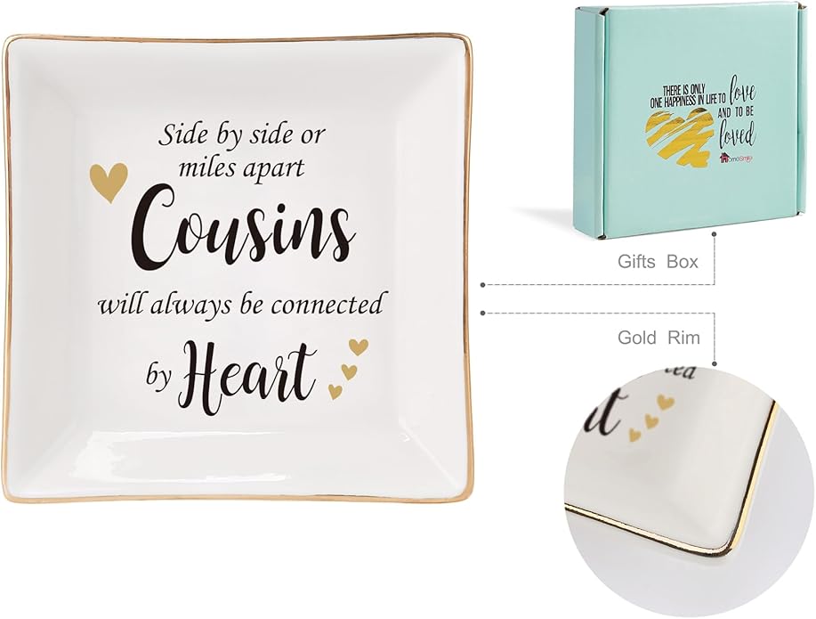 HOME SMILE Ceramic Ring Dish Jewelry Tray for Mom Sister Friends