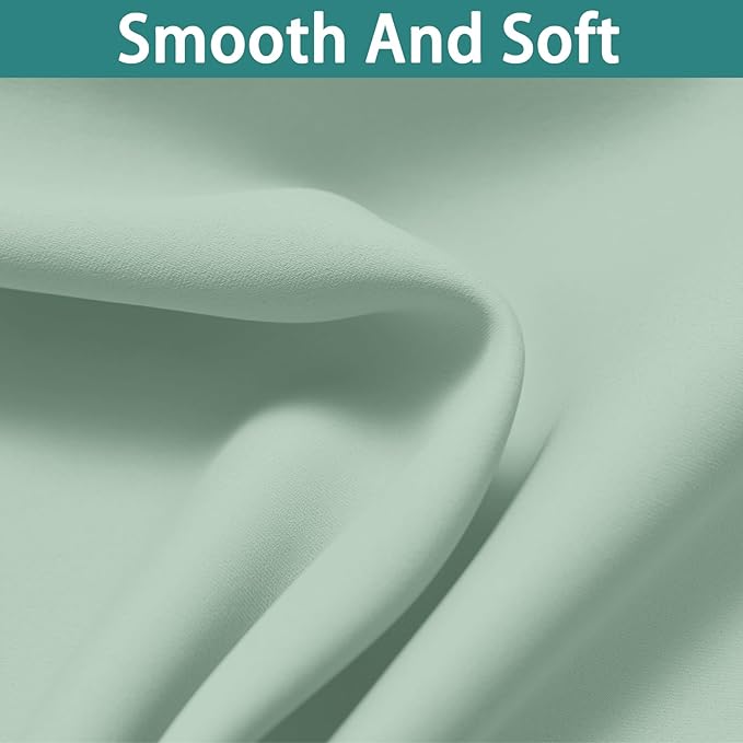 Yakamok Sage 100% Blackout Curtains, Total Blackout Lined Curtain Panels for Bedroom, 2 Thick Layers Grommet Top Thermal Insulated Blackout Drapes for Living Room(52Wx63L, Light Sage, 2 Panels)