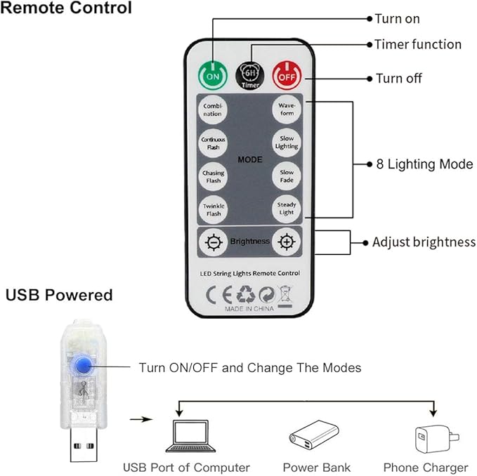 YEOLEH String Lights Curtain,USB Powered Fairy Lights for Party Bedroom Wall,8 Lighting Modes & IP64 Waterproof Ideal for Wedding Valentines Day Decor (Warm White)