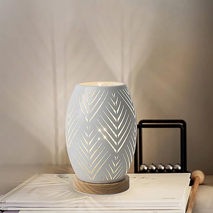 OuXean Modern Table Lamp, E26 60W Night Light Metal Hollow Table lamp for Bedroom Living Room Home Decor Office Restaurant Bar (Without Bulb)