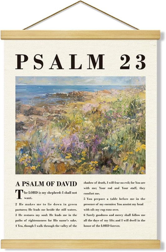 Christian Canvas Poster, Psalm 23 Canvas Poster Wood Hanger, The Lord Is My Shepherd Christian Wall Art, Bible Verse Posters, William Morris Prints Decor, Home Decor Accent