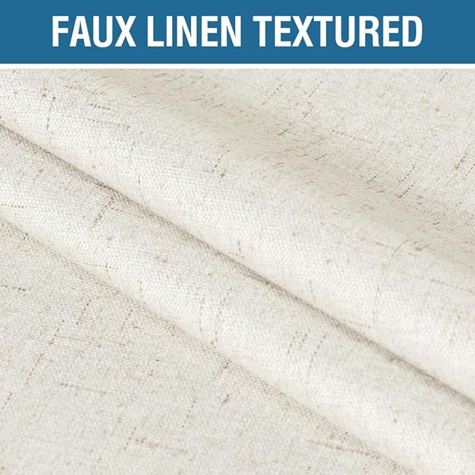 H.VERSAILTEX 100% Blackout Curtains for Bedroom 108 Inches Long Grommet Linen Face Full Light Blocking Curtain Drapes for Living Room Thermal Insulated Linen Look Curtains 2 Panels Set, Antique White