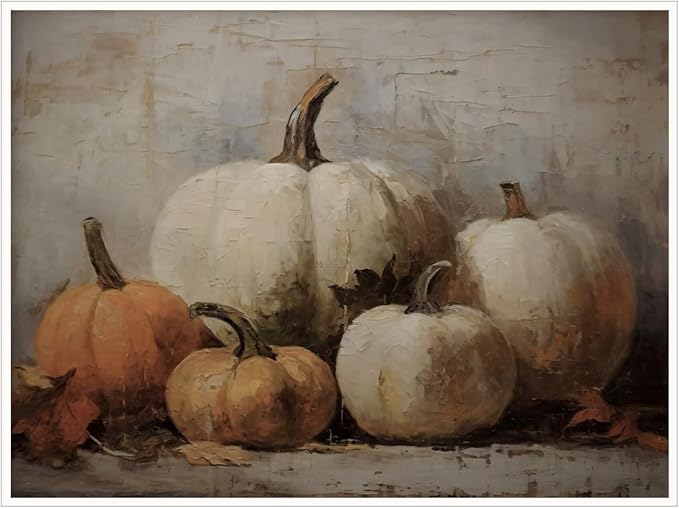 Fall Wall Decor Pumpkin Still Life Canvas Paint posters Rustic Fall Art Vintage Autumn Wall Print Halloween Autumn Decor Thanksgiving 24x36 Unframed