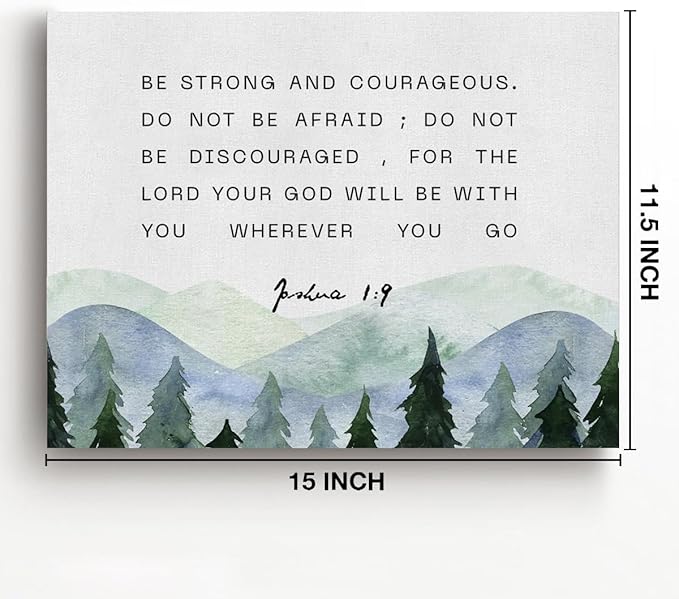 Inspirational Bible Verses Canvas Wall Art be Strong and Courageous Joshua 1:9 Prints Framed Christian Paintings Scripture Artwork Ready to Hang Home Wall Décor