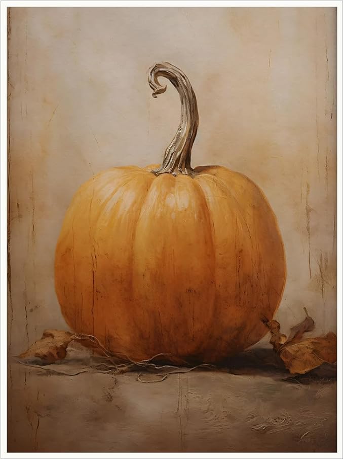 Fall Wall Decor Canvas Print posters Pumpkin Still Life Painting Wall art Rustic Fall Art Vintage Autumn Wall Print Halloween Autumn Decor Thanksgiving 20x30 Unframed