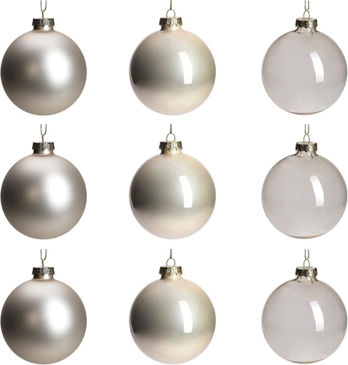 DN DECONATION Champagne Glass Christmas Ball Ornaments, 3.15' Hanging Christmas Baubles for Xmas Tree Decoration, Set of 9