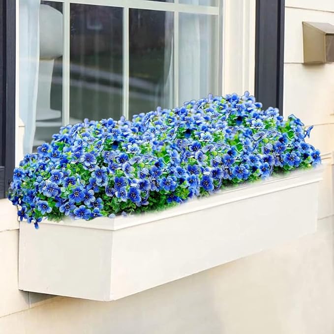 Artificial Flowers Outdoor UV Resistant Fake Plants,12 Bundles Faux Greenery for Fall Thanksgiving Christmas Porch Decor, Home Garden Patio Window Box Decorations