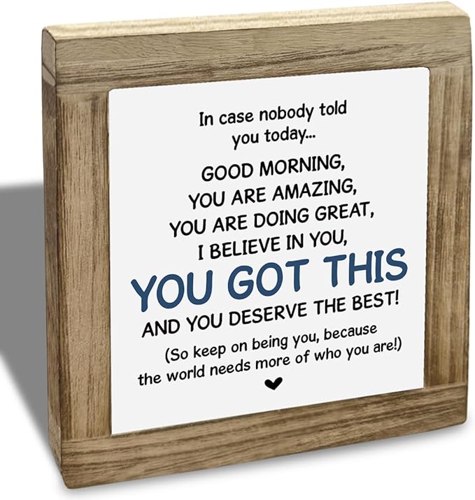 Affirmations Sign, Inspirational Office Decor for Tabletop, Motivational Desk Sign - I Believe in You, You Got It, Encouragement Gift for Women Coworkers Friends 5.9x5.9x0.7inch Home 09