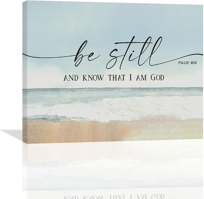 Large Christian Wall Art Be Still and Know That I Am God Pictures Wall Decor Bible Verse Psalm Canvas Painting Print Modern Home Decor Artworks Framed for Living Room Bathroom Master Bedroom 20"x16"