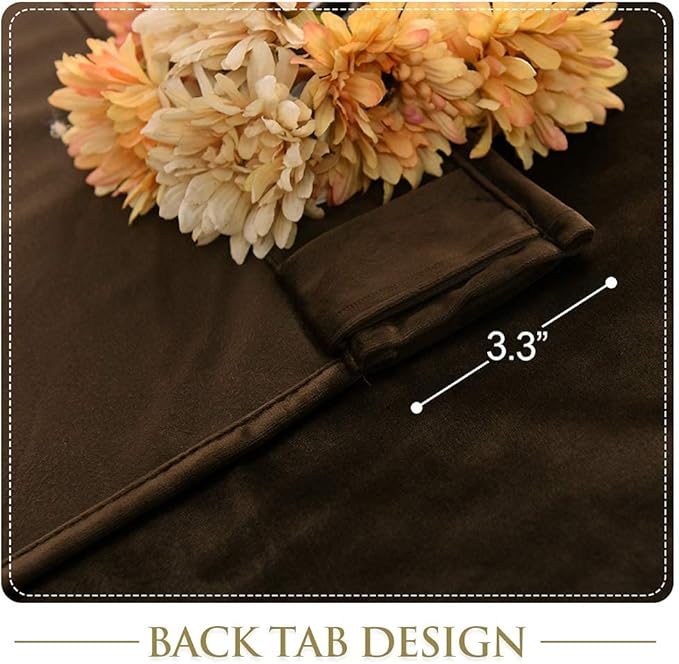 StangH Brown Curtains 96 inches for Living Room Thick Soft Velvet Blackout Energy Smart Drapery Insulating Hot & Chill for Bedroom/Dining Room/Loft, W52 x L96, 2 Panels