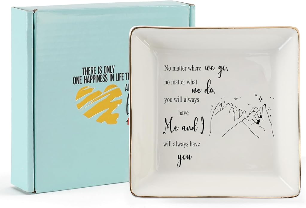 HOME SMILE Ceramic Ring Dish Jewelry Tray for Mom Sister Friends