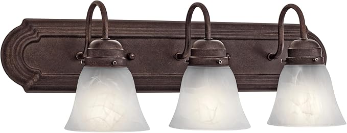 Kichler 3-Light Bathroom Light Fixture in Tannery Bronze, Traditional Vanity Light, 5337TZS, (24" W x 8" H x 8" D)