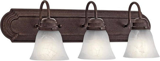 Kichler 3-Light Bathroom Light Fixture in Tannery Bronze, Traditional Vanity Light, 5337TZS, (24" W x 8" H x 8" D)
