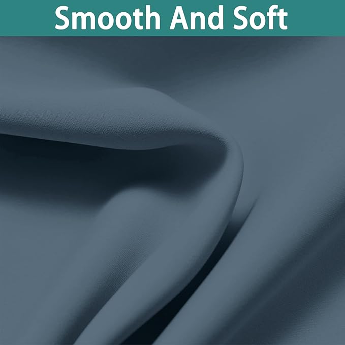 Yakamok Total Blackout Extra Wide Patio Sliding Door Curtains, Grommet Thermal Insulated Blind Curtains, Sliding Glass Door Panel for Living Room/Space Room Divider, Stone Blue, W100 x L84, 1 Panel