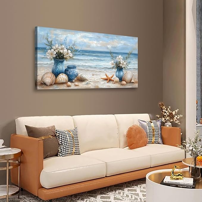 Seascape Pictures Canvas Wall Art for Living room Office Bedroom Wall Decor,Beach Wall Art Print Paintings Modern Blue Natural Landscape Artwork Waterproof Ready to Hang-20x40inch