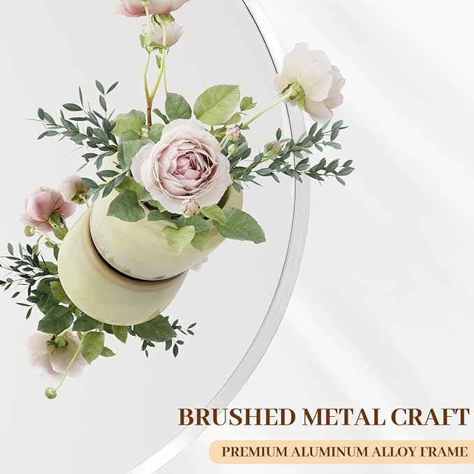 BEAUTYPEAK 30 Inch Round Mirror, Metal Frame Circle Mirror, Wall Mounted for Entryway, Bathroom, Vanity, Living Room, White