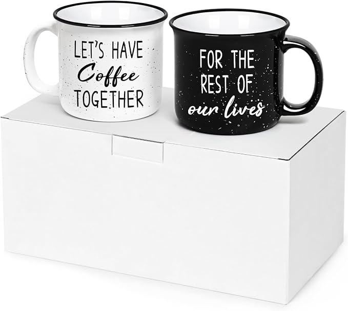 YHRJWN Couples Gifts, Let's Have Coffee Together For The Rest Of Our Lives Mug, Engagement Gifts for Couples, Anniversary Wedding Presents for Him Her, 15Oz