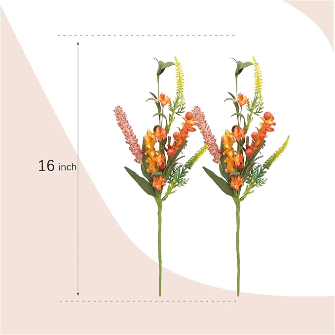 Egolot Fall Orange Yellow Forsythia Flowers Picks with Orange Gradient Berries Set for Indoor Outdoor Centerpieces, Autumn Flower Picks Bouquet for Indoor Outdoor Vase Home Decor