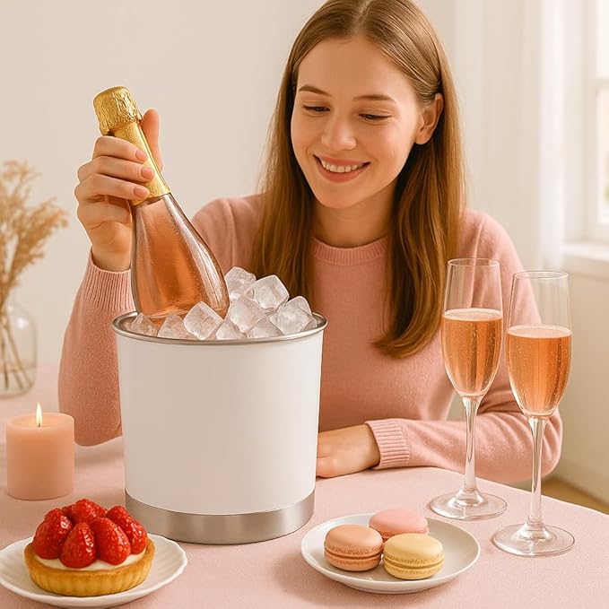 Creative Home Stainless Steel Utensil Holder– 7" Extra Large Cooking Tool Organizer for Kitchen Decor and Countertop Storage, Stable Anti-Tip Design, Durable Powder-Coated Finish, White