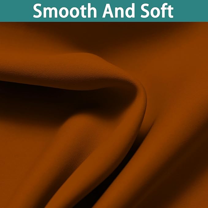 Yakamok Orange 100% Blackout Curtains, Total Blackout Lined Curtain Panels for Bedroom, 2 Thick Layers Grommet Top Thermal Insulated Blackout Drapes for Living Room(52Wx84L, Burnt Orange, 2 Panels)