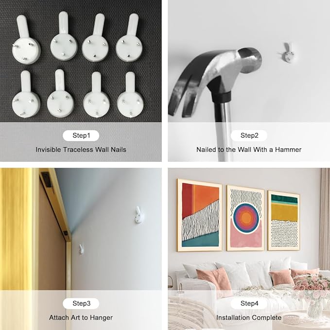 HPINUB Boho Framed Canvas Prints Wall Art Set, Mid-Century Abstract Color Block Shape Wall Decor, Geometric Illustrations Art Photos for Living Room, Bedroom, Dining Room, Office, Bathroom-24 x36 x3