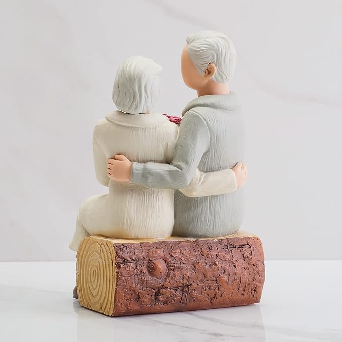 Rose Couple Home Decor Figurine, Romantic Loving Sculpted Hand Painted Figure Happy Wedding Anniversary Sculpture Gifts for Couple Home Decor Statue for Wedding Valentine's Day Christmas