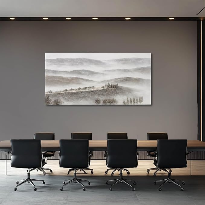 NBAODAN Nature Wall Art Mountain Canvas Art Forest Wall Hanging Artwork Grey Pictures Wall Decor 29x58 Inch Big Painting for Living Room Office Home