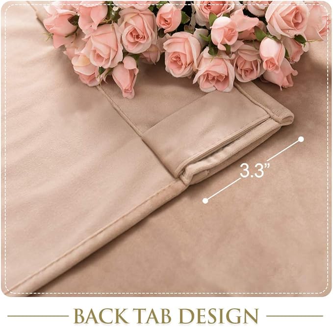 StangH 84 inches Beige Blush Velvet Curtains Farmhouse Decor for Office, Soft Bedroom Drapes Light Dimming for Nursery Solid Window Drapes Thermal Insulated for Study, W42x L84, 2 Panels