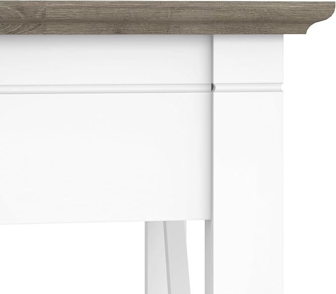 Bush Furniture Key West Small End Table with Storage | Modern Farmhouse Accent Shelf for Living Room in Pure White and Shiplap Gray