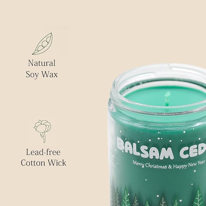 Christmas Candles - Christmas Gifts for Women & Men, 4 Pack Natural Soy Wax with Holiday Scents, Perfect for Christmas, New Year, and Winter Décor