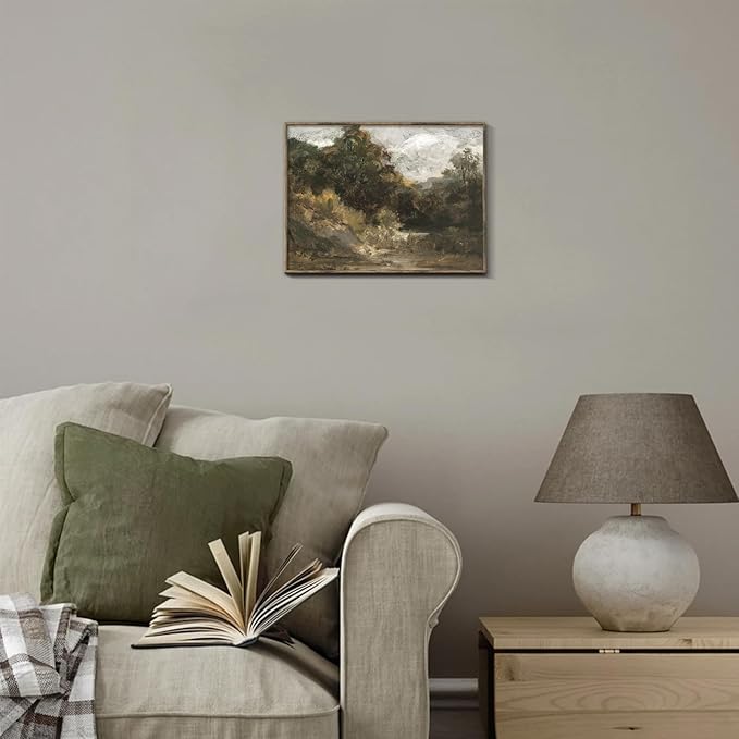 RETRART Vintage Home Decor, Moody Landscape Print - Wildflower Painting - Dark Autumn Print, 8" x 10" Unframed Canvas Prints for Bedroom Living Room Bathroom Wall Decor