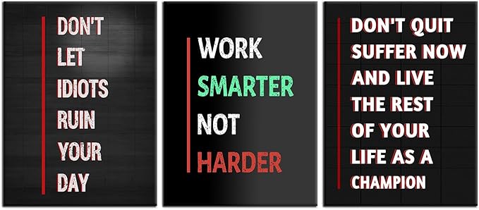 Motivational Canvas Wall Art Home Decor 3 Pieces Inspirational Entrepreneur Saying Poster Print Inspiring Picture Painting Artwork for Bedroom Bathroom Wall Decoration Ready to Hang [36''W x 16''H]