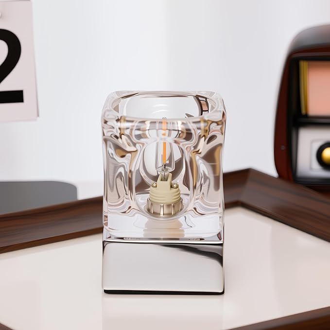 Mini Touch Crystal Table Lamp, 4 x4 x 2.7 Inch Accent Desk Lamp Bedroom Night Light