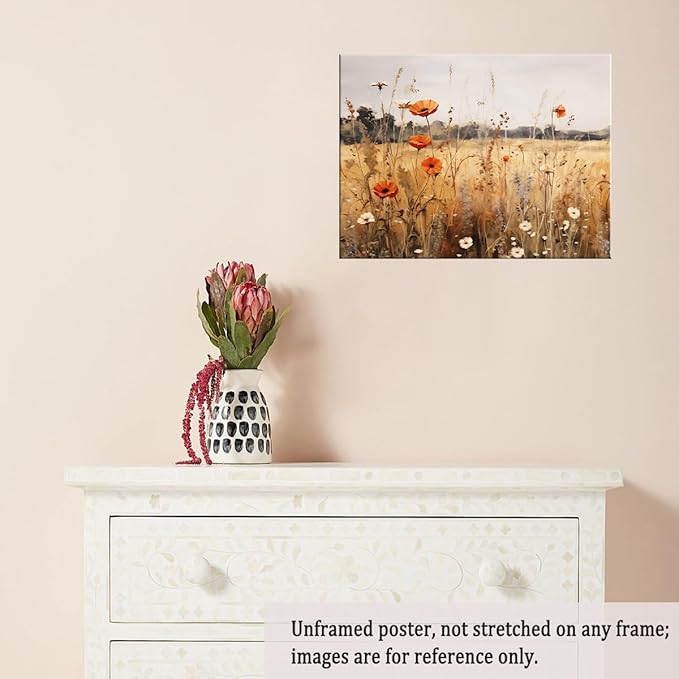 Fall Wildflowers Wall Art Autumn Flowers Wall Decor Wildflower Canvas Print posters Autumn Aesthetic Decor 12x16"Unframed