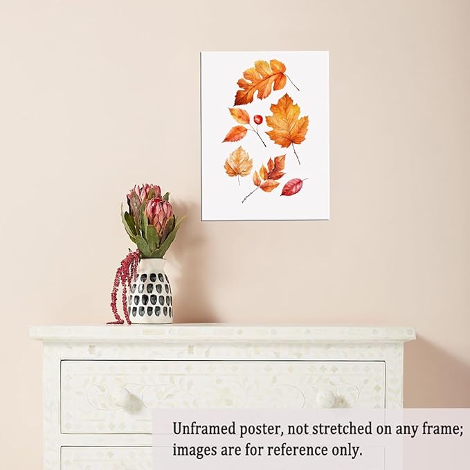 Autumn Leaves Canvas Print posters Rustic Fall Decor Halloween Wall Art Autumn Watercolor Artwork Fall Poster 16x24 Unframed